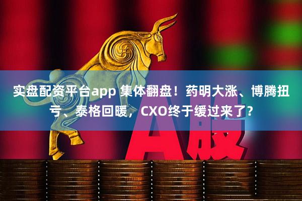 实盘配资平台app 集体翻盘！药明大涨、博腾扭亏、泰格回暖，CXO终于缓过来了？
